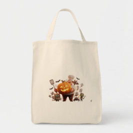 Cute Halloween Chef with Pumpkin & Ghosts Tygkasse