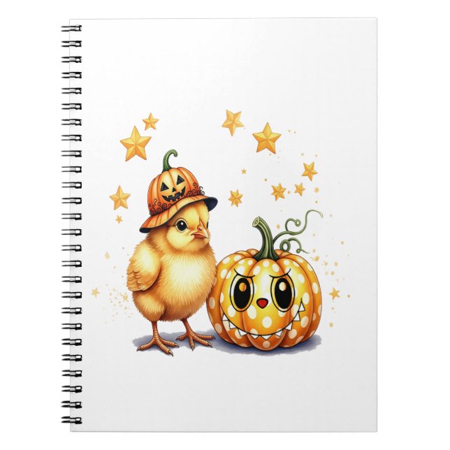 Cute Halloween Chick Pumpkin Anteckningsbok (Framsidan)