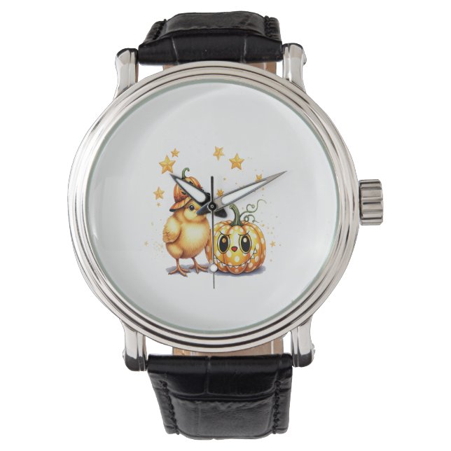 Cute Halloween Chick Pumpkin Armbandsur (Framsida)