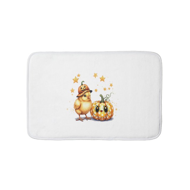 Cute Halloween Chick Pumpkin Badrumsmatta (Framsidan)