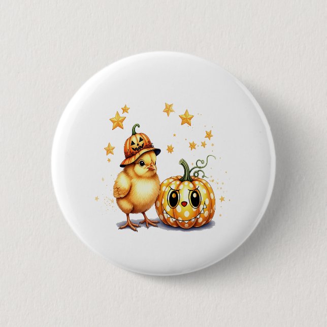 Cute Halloween Chick Pumpkin Knapp (Framsida)