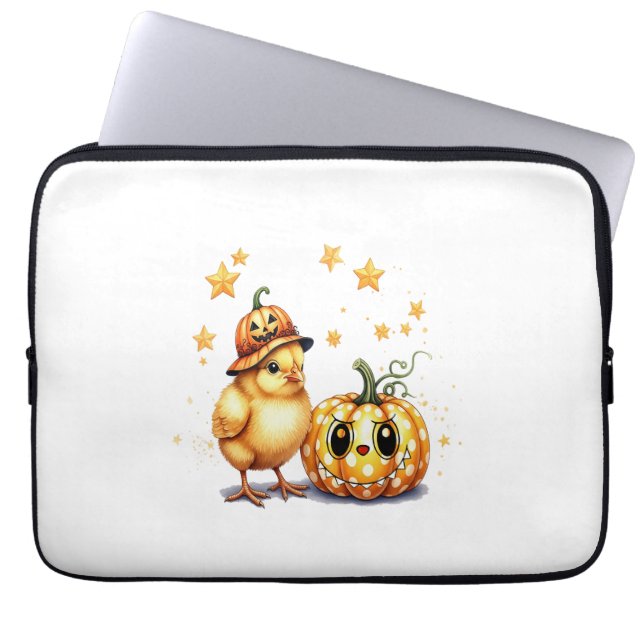 Cute Halloween Chick Pumpkin Laptop Fodral (Framsidan)