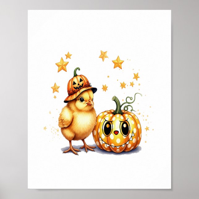 Cute Halloween Chick Pumpkin Poster (Framsidan)