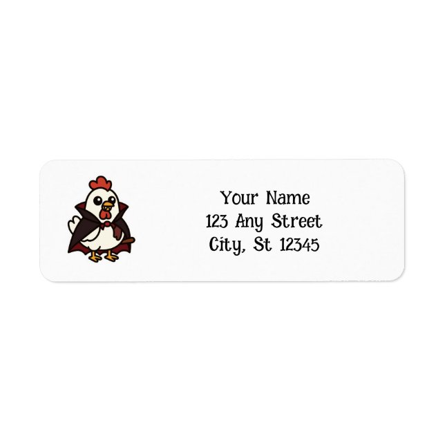 Cute Halloween Chicken Vampire Returadress Etikett (Framsidan)