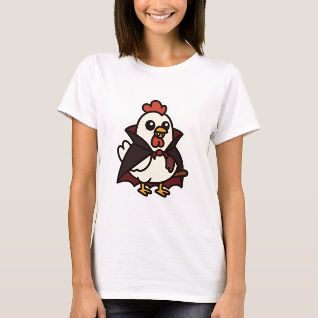 Cute Halloween Chicken Vampire T Shirt (Framsida)
