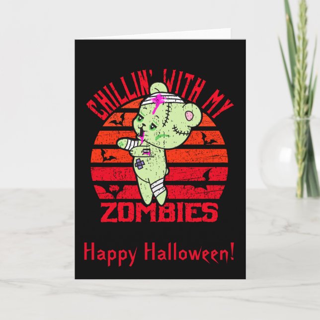 Cute Halloween Chillin med My Zombies Nalle Kort (Framsida)