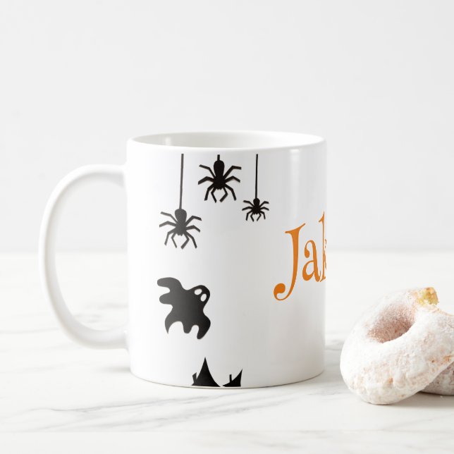 Cute Halloween Coffee Mugg med Namn - Personlig (Med munk)
