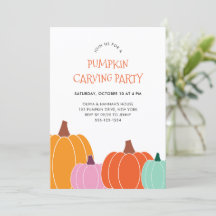 Cute Halloween Colorful Pumpkin Carving Party