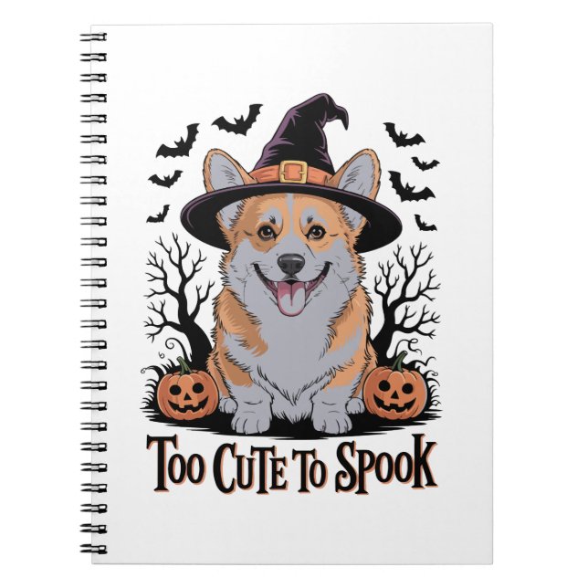 Cute Halloween Corgi in Witch Hat Anteckningsbok (Framsidan)