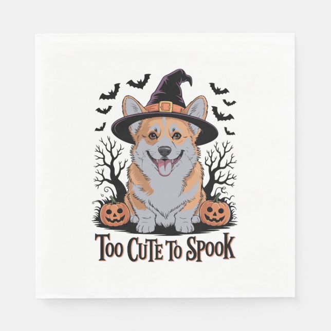 Cute Halloween Corgi in Witch Hat Pappersservett (Framsidan)