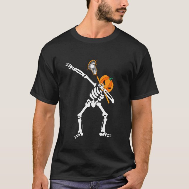 Cute Halloween Costume Dabbing Skeleton Lacrosse S T Shirt (Framsida)