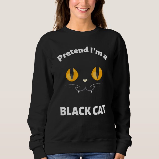 Cute Halloween Costume låtsas som en svart katt T Shirt (Framsida)