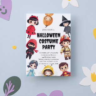 Cute Halloween Costume Party-inbjudan, för barn Inbjudningar