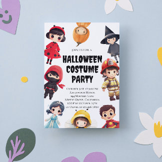 Cute Halloween Costume Party-inbjudan, för barn Inbjudningar