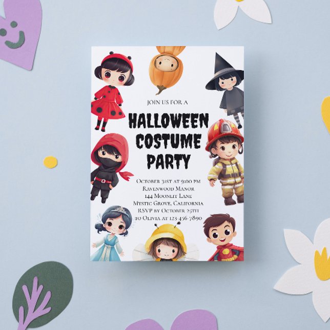 Cute Halloween Costume Party-inbjudan, för barn Inbjudningar (Skapare uppladdad)