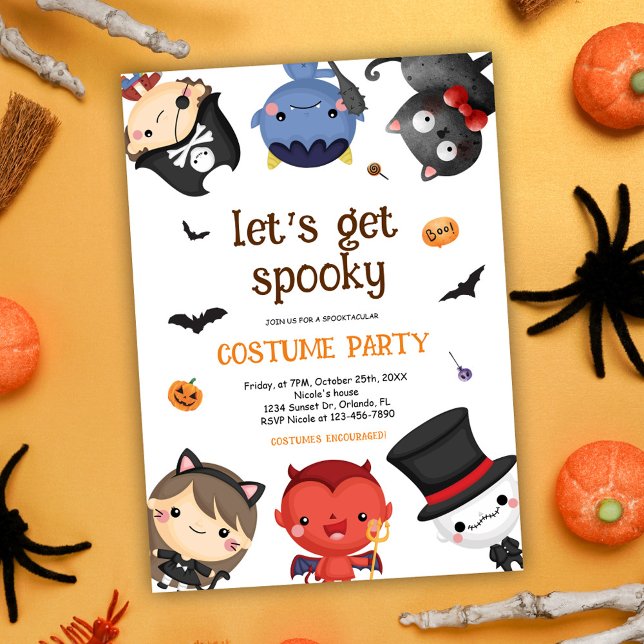 Cute Halloween Costume Party Kids Inbjudningar (Cute Halloween Costume Party Birthday Invitation)
