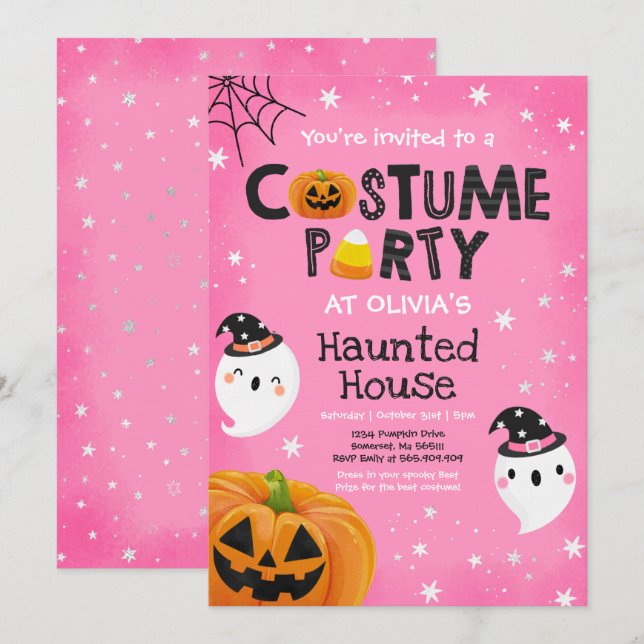Cute Halloween Costume Party Spooktacular Inbjudningar (Fram/baksida)