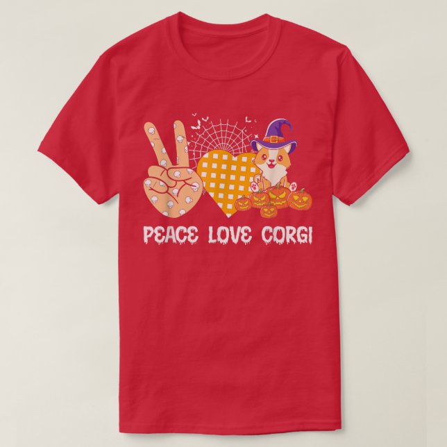 Cute Halloween Costume Welsh Corgi Pumpkin Witch D T Shirt (Design framsida)