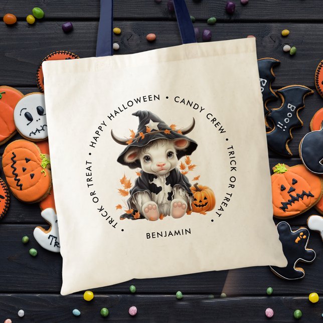Cute Halloween Cow Witch Personlig Candy Tygkasse (Skapare uppladdad)