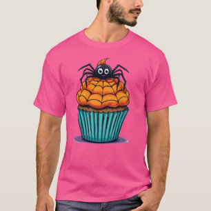 Cute Halloween Cuptårta med Spider - Tecknad Stil T Shirt