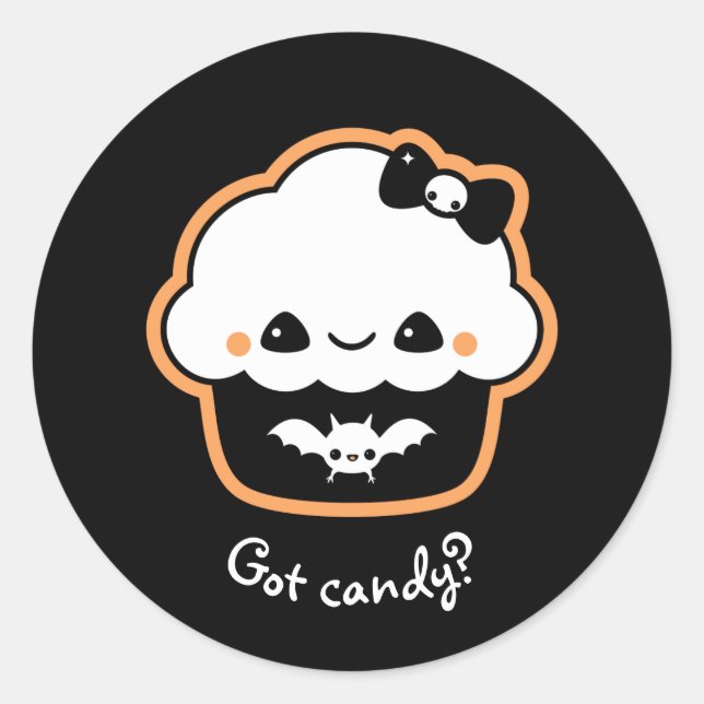 Cute Halloween Cuptårta Runt Klistermärke (Framsida)