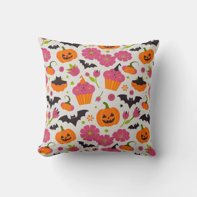 Cute Halloween Cushion | Festive Pumpkin & Fladder Kudde (Framsida)