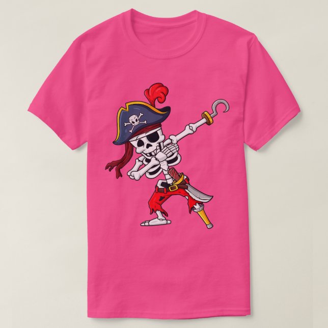 Cute Halloween Dabbing Pirat Skeleton Funny T Shirt (Design framsida)