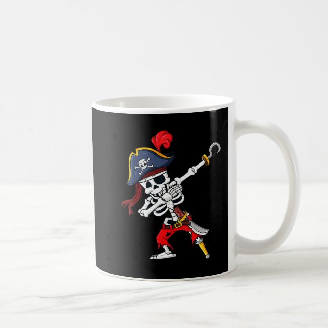 Cute Halloween Dabbing Pirat Skeleton Roligt Kaffemugg (Höger)