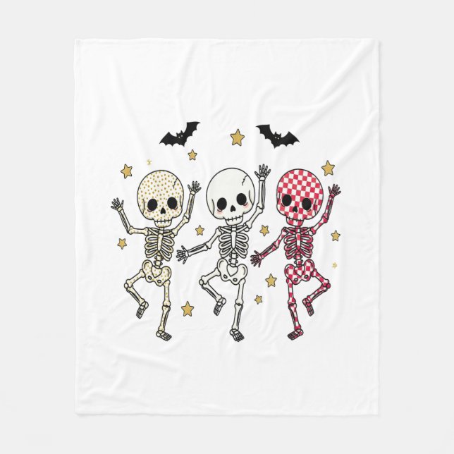 Cute Halloween Dancing Skeletons Fleecefilt (Framsidan)