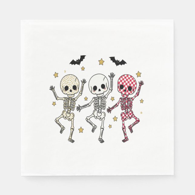 Cute Halloween Dancing Skeletons Pappersservett (Framsidan)