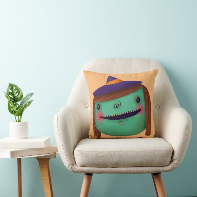 Cute Halloween Decor Witch Bus eller godis Kudde (Stol)