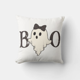 Cute Halloween Dekorativ kudde - Boo Ghost med Bow