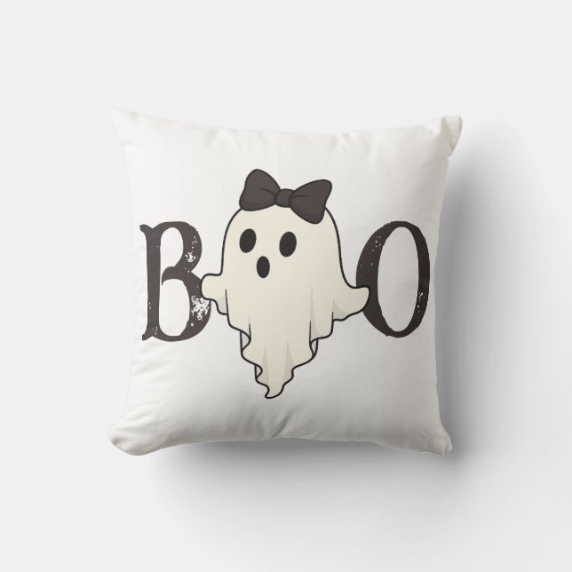 Cute Halloween Dekorativ kudde - Boo Ghost med Bow (Framsida)