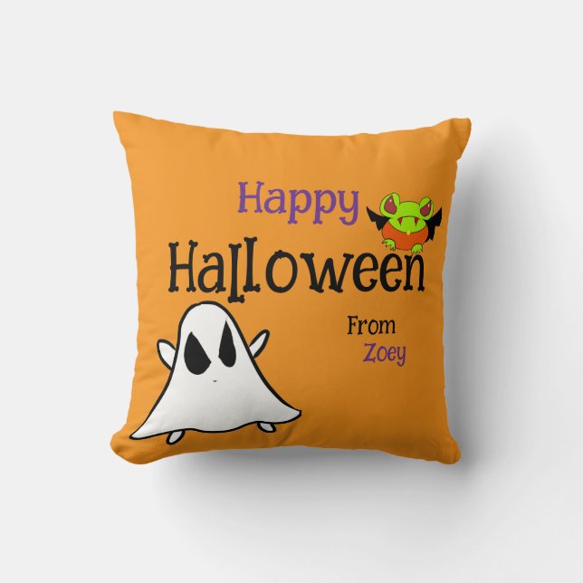 Cute Halloween Dekorativ kudde med ghostie och gro (Framsida)