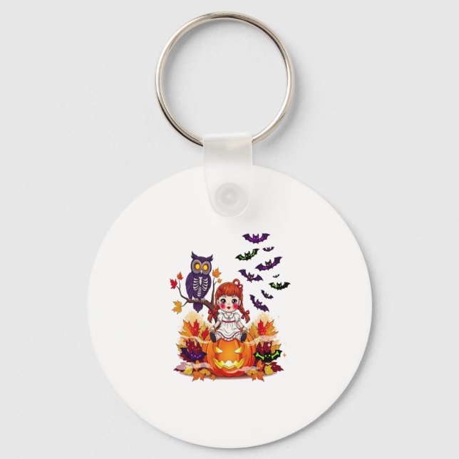 Cute Halloween Doll Uggla Nyckelring (Framsida)