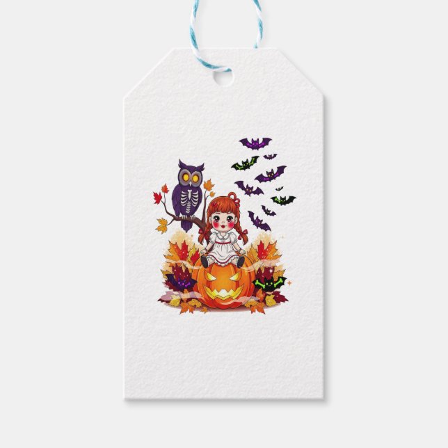 Cute Halloween Doll Uggla Presentetikett (Framsidan)