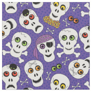 Cute Halloween-Döskallar på Lila Tyg