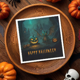 Cute Halloween Dragon med Scary Pumpkins Pappersservett