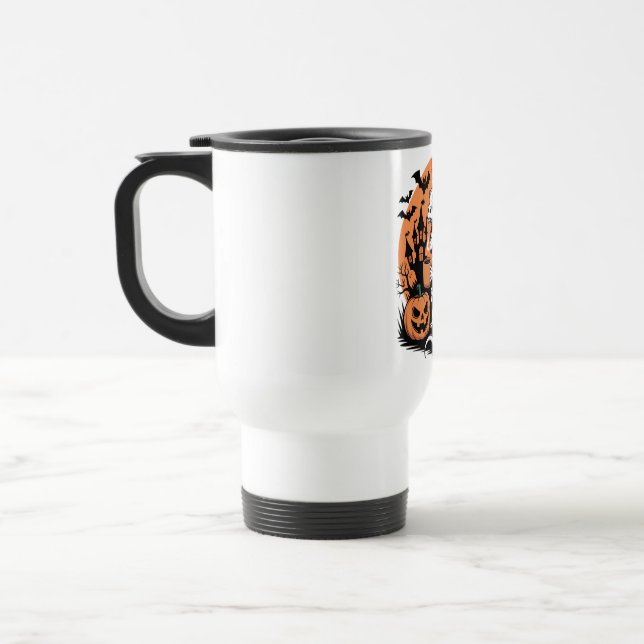 Cute Halloween Dragon Skeleton med kaffe Resemugg (Vänster)