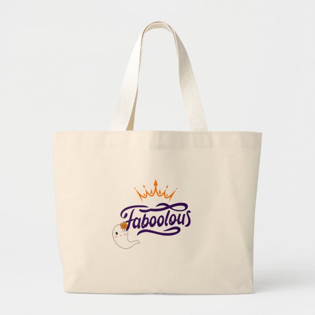 Cute Halloween, Faboolous, Cute Ghost, Preppy Jumbo Tygkasse (Framsidan)