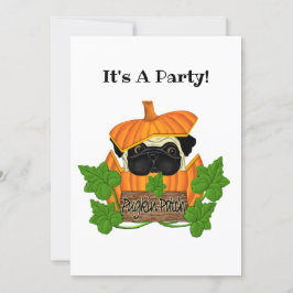 Cute Halloween Fall Pug Pugkin Pumpkin Patch Inbjudningar
