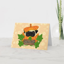 Cute Halloween Fall Pug Pugkin Pumpkin Patch Kort