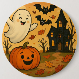 Cute Halloween/fall-spökpumpa tecknad Knapp