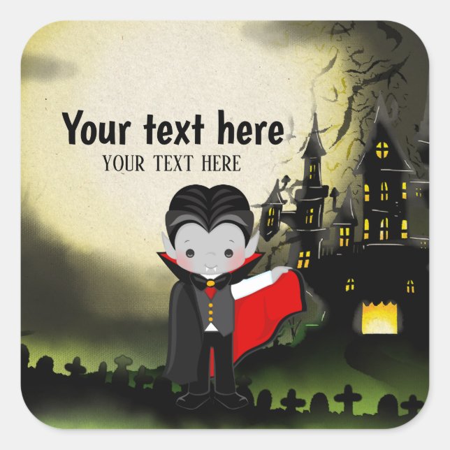 Cute Halloween fest Dracula Fyrkantigt Klistermärke (Framsida)