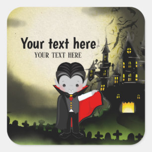 Cute Halloween fest Dracula Fyrkantigt Klistermärke