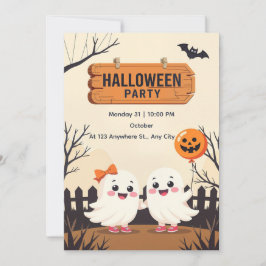 Cute Halloween fest-inbjudan - Friendly Spöken Inbjudningar