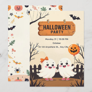 Cute Halloween fest-inbjudan - Friendly Spöken Inbjudningar