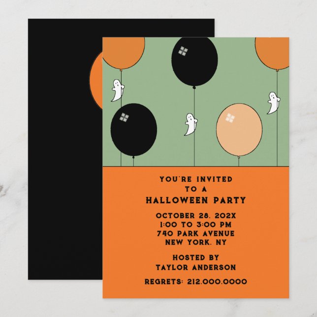 Cute Halloween fest Inbjudningar (Fram/baksida)