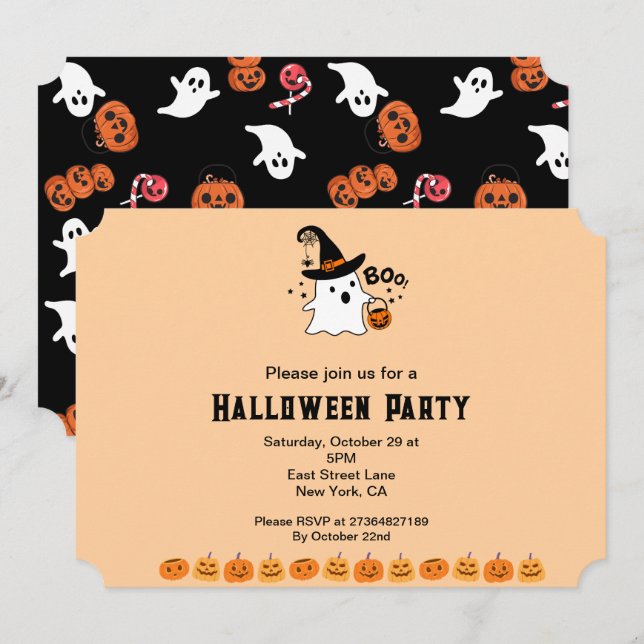 Cute Halloween fest Inbjudningar (Fram/baksida)