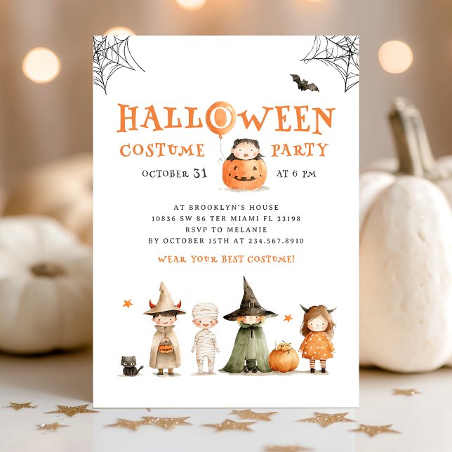Cute Halloween fest Pumpkin Kids Inbjudningar (Skapare uppladdad)